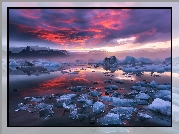 Islandia, Park Narodowy Vatnajökull, Laguna lodowcowa Jökulsárlón, Jezioro, Zima