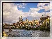 Niemcy, Bawaria, Regensburg, Miasto Ratyzbona, Rzeka Dunaj, Katedra Św. Piotra, Most, Kościół