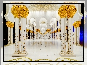 Zjednoczone Emiraty Arabskie, Miasto Abu Dhabi, Meczet Marii Matki Jezusa, Wielki Meczet Szejka Zayeda, Kolumny, Złoto, Marmur