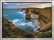 Kolumny wapienne, Dwunastu Apostołów, Klif, Cieśnina Bassa, Park Narodowy Port Campbell, Australia, Morze, Skały, Wybrzeże