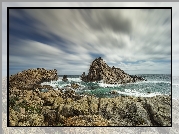 Australia, Punkt widokowy Sugarloaf Rock, Morze, Skały, Chmury