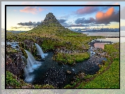  Islandia, Półwysep Snaefellsnes, Góra Kirkjufell, Wodospad Kirkjufellsfoss, Chmury