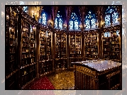 Biblioteka John Rylands Library, Wnętrze, Regały, Książki, Manchester, Anglia