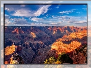 Stany Zjednoczone, Arizona, Park Narodowy Wielkiego Kanionu, Kanion, Niebo, Chmury