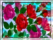 Grafika, Kwiaty, Czerwone, Róże