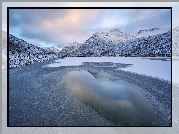Zima, Góry Chibiny, Jezioro Serdtsevidnoye, Obwód murmański, Rosja