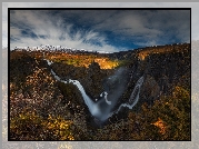 Norwegia, Dolina Mabodalen, Wodospad Voringfossen, Rzeka Bjoreio, Chmury