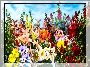Kwiaty, Róże, Lilie, Grafika