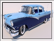 Niebieski, Zabytkowy, Ford Fairlane Town Sedan, 1956