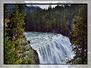 Góry, Wodospad Wapta Falls, Rzeka Kicking Horse, Park Narodowy Yoho, Las, Drzewa, Prowincja Kolumbia Brytyjska, Kanada