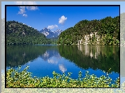 Niemcy, Bawaria, Jezioro Alpsee, Góry Alpy Bawarskie, Rośliny Jezioro
