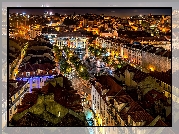 Plac Rossio, Lizbona, Portugalia, Noc