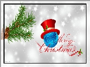 Grafika 2D, Napis, Merry Christmas, Gałązka, Świerku, Szyszki, Boże Narodzenie