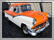Pomarańczowo-biały, Zabytkowy, Ford Fairlane Town Sedan, 1956, 3D