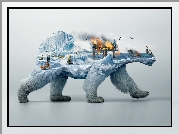 Grafika, Plakat, Ochrona, Środowiska, Zniszczenie, Platforma, Niedźwiedź