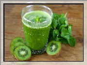 Napój, Smoothie, Kiwi, Mięta, Szklanka