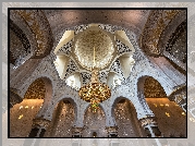 Wnętrze, Żyrandol, Meczet, Wielki Meczet Szejka Zajida, Abu Zabi, Zjednoczone Emiraty Arabskie Inne wnętrza