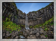 Park Narodowy Vatnajokull, Skaftafell, Wodospad Svartifoss, Skały, Kamienie, Islandia