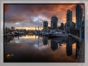 Przystań, Quayside Marina, Motorówki, Domy, Vancouver, Kanada