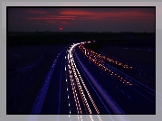 Droga, Autostrada, Noc, Światła