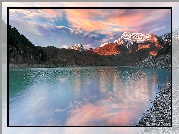Jezioro, Lago di Gramolazzo, Góry, Las, Chmury, Prowincja Lukka, Włochy
