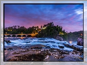 Wodospad Rheinfall, Most, Skała, Zamek Laufen, Neuhausen am Rheinfall, Kanton Szafuza, Szwajcaria