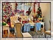 Boże Narodzenie, Kanapa, Stół, Choinka, Dekoracje