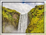 Islandia, Wodospad Skogafoss, Skała