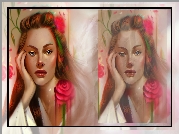 Portret, Dziewczyna, Róże