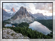 Park Prowincjonalny Mount Assiniboine, Góra Mount Assiniboine, Jezioro Cerulean, Jezioro Sunburst Lake, Góry, Jeziora, Kolumbia Brytyjska, Kanada