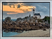 Skały, Latarnia morska, Phare de Pontusval, Brignogan-Plage, Francja