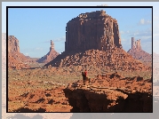 Wyżyna Kolorado, Rezerwat Indian Navaho, Dolina Skał, Monument Valley, Skały, Jeździec, Koń, Stan Utah, Stany Zjednoczone