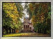 Kościół, Gibside Chapel, Drzewa, Aleja, Anglia