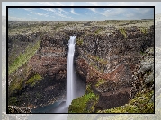 Wodospad Haifoss, Skały, Płaskowyż, Islandia