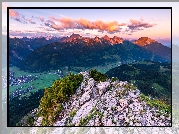 Góry, Alpy Algawskie, Dolina, Tannheimer Valley, Skała, Rośliny, Tannheim, Austria