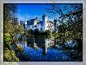 Staw, Drzewa, Zamek w Boxtel, Stapelen Castle, Boxtel, Holandia