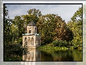 Niemcy, Poczdam, Jezioro Heiliger, Budynek, Gothic Library, Biblioteka, Park, Drzewa