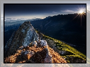 Wschód słońca, Góry, Tatry, Giewont, Polska