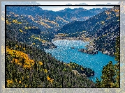 Jezioro, San Cristobal Lake, Góry, San Juan Mountains, Lasy, Kolorado, Stany Zjednoczone