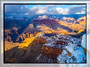 Park Narodowy Wielkiego Kanionu, Wielki Kanion Kolorado, Grand Canyon, Śnieg, Góry, Arizona, Stany Zjednoczone