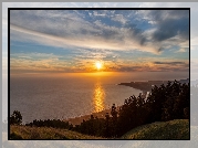 Stany Zjednoczone, Kalifornia, Stinson Beach, Ocean Spokojny, Morze, Zachód słońca