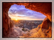 Park Narodowy Canyonlands, Kanion, Skały, Łuk skalny, Promienie słońca, Stan Utah, Stany Zjednoczone