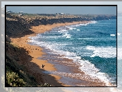 Wybrzeże, Plaża, Morze, Fale, Surfer