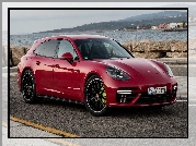 Czerwone, Porsche Panamera Turbo, 2017