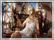 Kobieta, Blondynka, Kwiaty, Gra, Assassins Creed Odyssey