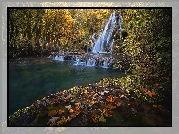 Wodospad, Kaskada, Cascades de tufs, Baume Les Messieurs, Departament Jura, Francja