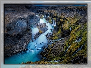 Islandia, Wąwóz Sigoldugljufur, Wodospady Sigoldugljufur, Rzeka, Dolina, Valley of Tears