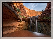 Skały, Wodospad, Coyote Gulch Falls, Rzeka, Coyote Gulch, Utah, Stany Zjednoczone