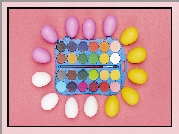 Wielkanoc, Farbki, Pędzel, Kolorowe, Jajka