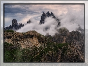 Góry, Dolomity, Cadini di Misurina, Mgła, Włochy